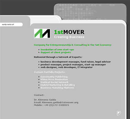 1stMOVER Homepage 2009